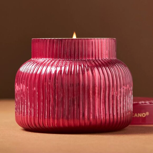 NEW Capri Blue Volcano Red Ribbed Jar Candle - Raspberry - Picture 1 of 2